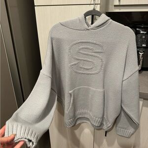 Gray Knit Hoodie